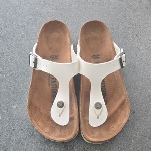 Birkenstock Gizeh White and Brown Sandals Size 36